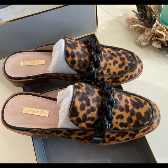 Louise et Cie, LO-BYER Leopard Print Cow Hair & Leather mule, size 8 - Picture 2 of 10